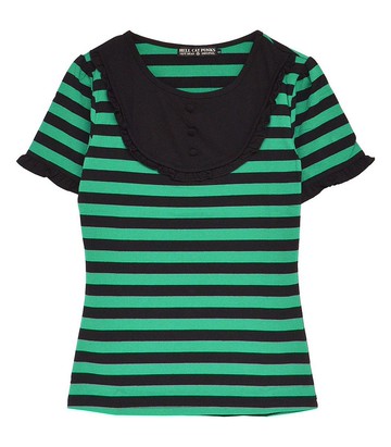 泡泡袖T恤/BORDER/綠色/BLACK/S/hellcatpunks/hcp-c402-01