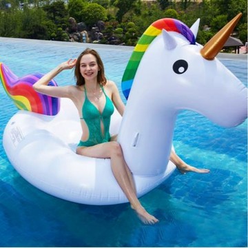 水上充氣獨角獸坐騎充氣浮排水上充氣漂浮床躺椅成人卡通坐騎玩具