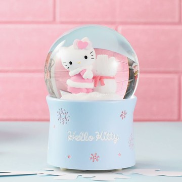 Hello Kitty 堆雪人 水晶球音樂盒