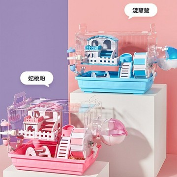 【全景透明別墅】倉鼠籠子 亞克力籠 金絲熊籠 雙層籠 寵物籠 大空間 托盤設計 飼養套裝 觀景互動優選