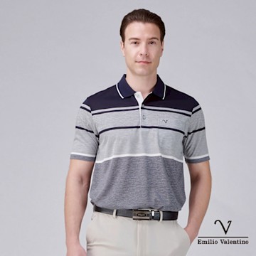 Emilio Valentino 范倫鐵諾 男短袖POLO衫 精梳棉口袋 男上衣(21-5V9839)
