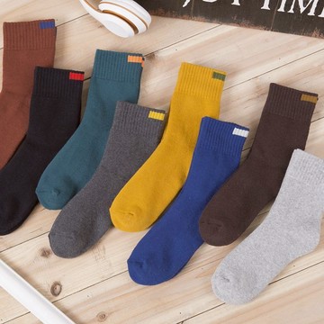 男士純色襪子 休閒襪子 毛圈加厚 加厚保暖中筒襪 休閒男襪 Y028