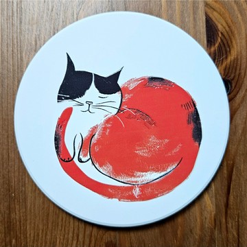 我是貓-晶雕吸水陶瓷杯墊