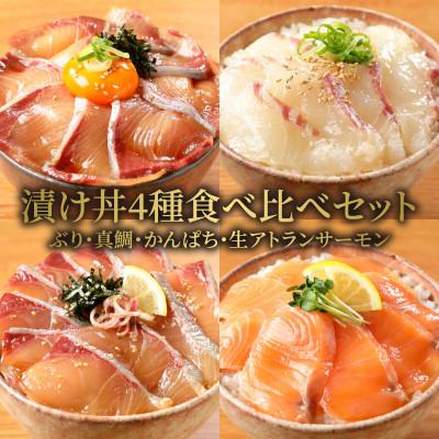 ふるさと納税 延岡市 日向灘ブリ・日向灘真鯛・日向灘カンパチ・生サーモンの海鮮丼 4種食べ比べセット(8パック入り)