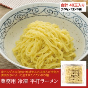 平打ラーメン 200g×5玉×8袋 全部で40玉入り8kg 業務用 冷凍麺 中華麺 ひらうち つけ麺 つけめん 簡単調理 お徳用 まとめ買い 仕入れ 澤