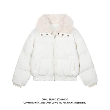 (免運)cuwu美式高級感仿皮草翻領加厚短款棉服女冬季棉襖加厚小香風外套