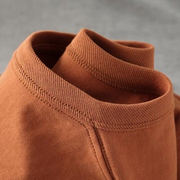 300g重磅焦糖色短袖t恤 南瓜色臟橘色純棉磨毛寬松半袖男女款夏季