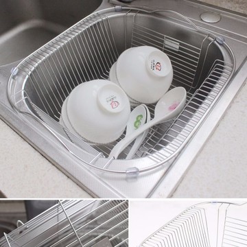 廚房瀝水架 廚房水槽瀝水籃304不銹鋼洗菜盆瀝水架洗碗池置物架洗碗槽晾碗架