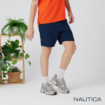 Nautica 男裝 質感格紋彈性吸濕排汗短褲-寶藍色
