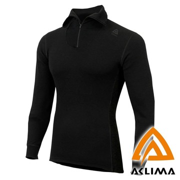 【ACLIMA 挪威】男羊毛半開襟拚色長袖上衣『黑』107370 戶外 露營 登山 健行 休閒 時尚 長袖 上衣