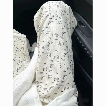 P3-【限時特賣】 長褲女 寬褲女 女生長褲 高腰褲 清涼夏季薄款冰絲闊腿褲女可愛狗狗休閒褲寬鬆垂感直筒休閒小個子