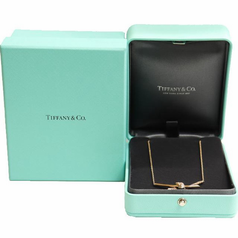 美品）ティファニー TIFFANY ノット ダイヤ ネックレス K18 PG
