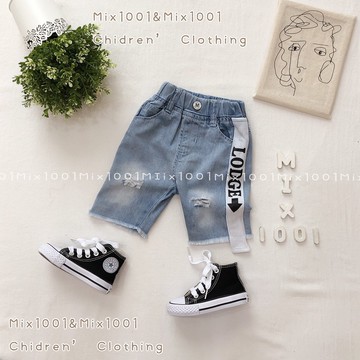 🌈✨個性街頭風牛仔褲✨兒童造型釦側織帶牛仔褲 80-120