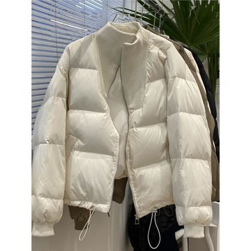 2025冬季新款針織領韓版小個子短款棉服女休閑加厚保暖棉衣短外套