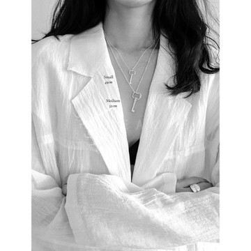 Hide aki幸運鑰匙鎖骨鏈小眾mtc.百搭毛衣鏈設計感情侶925銀項鏈