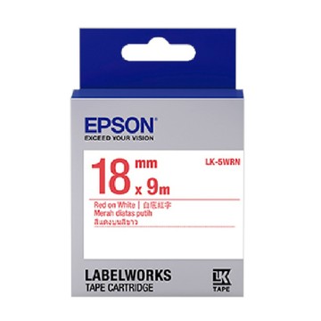 EPSON LK-5WRN 一般系列白底紅字標籤帶(寬度18mm)