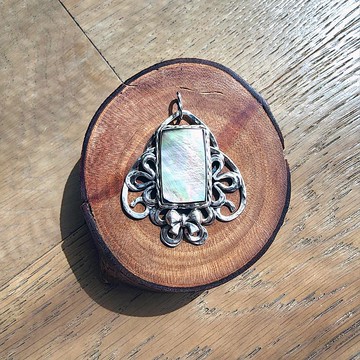 【曲水辰手作】黑蝶貝純銀吊墜