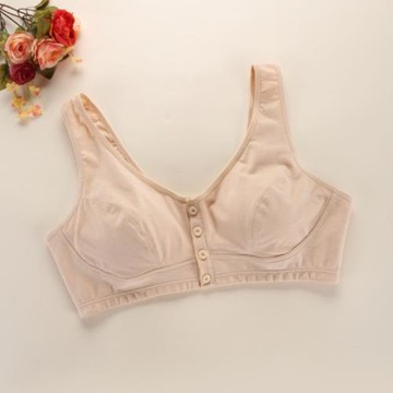 純棉文胸前扣寬松大碼全棉中老年內衣女無鋼圈無海綿薄款媽媽胸罩