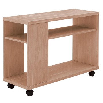 E-home Breeze微風系開放收納雙剎車輪邊几邊櫃 二層開放空間 MDF圓角封邊 防水防霉易清潔  原木色