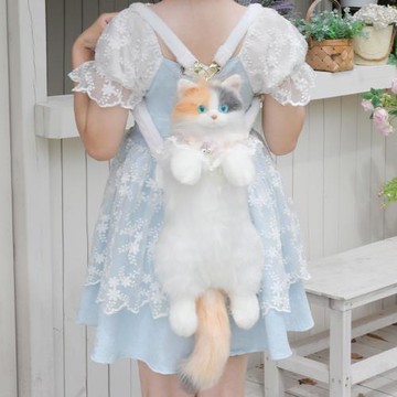 工廠直銷三花貓咪背包仿真雙肩包包毛絨玩偶可愛公仔玩具生日禮物