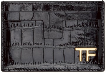 TOM FORD 黑色 Shiny Stamped Croc TF 卡包