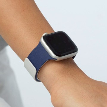 Apple Watch 42/46mm 磁吸防水矽膠錶帶 繽紛配色 一秒吸附 海峽藍+迷霧灰(42mm)(現貨)