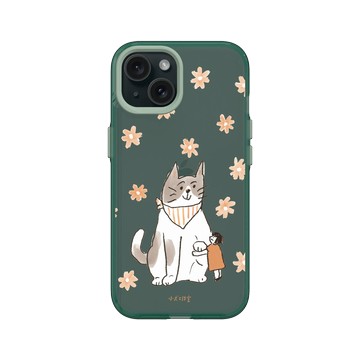 iPhone 15 Clear 憂墨綠 - 小犬工作室 The little K9s - I'm with you（貓款）