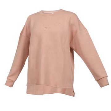 MIZUNO 女長袖T恤-保暖 上衣 休閒 運動 慢跑 32TAB72763 淺膚橘