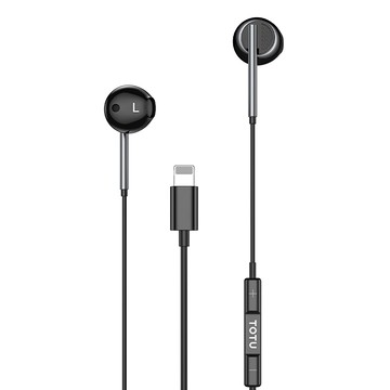 TOTU 拓途 1.2M 線控耳機 聽歌/通話/高音質 iPhone/iPad/Lightning耳機 獨立芯片 HiFi音質  EP-3  黑色