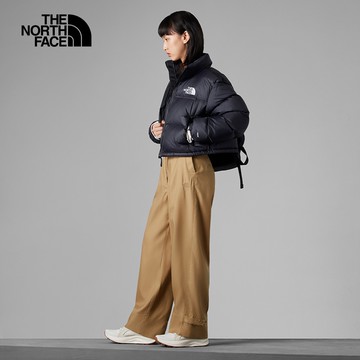 The North Face北面NuptseUE女款黑色DWR防潑水保暖短版羽絨外套｜5GGEKX7 700蓬鬆度
