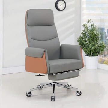 文創集 奧森高背皮革多功能主管椅/辦公椅(可後仰＆高度調整+伸縮腳靠枕)-60x70x121-127cm免組