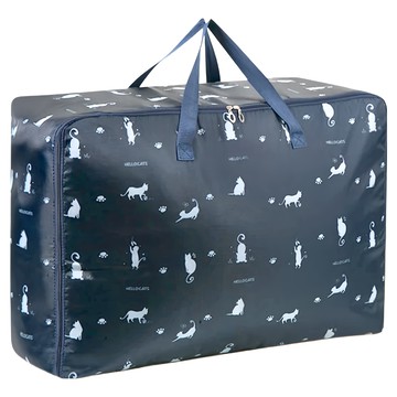 E.dot 防潑水牛津布手提衣物棉被防塵收納袋  藏青色  1個