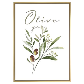 Boluo 波蘿選畫所 Olive You 說愛你 油畫布+松木內框  40 x 30cm  金色