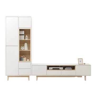 直人木業-NINA北歐簡約風書櫃電視櫃組合261公分(一個書櫃79公分+一個電視櫃182公分)