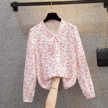 碎花雪紡衫女秋2022新款韓式時尚氣質洋氣減齡職業小香風套頭上衣