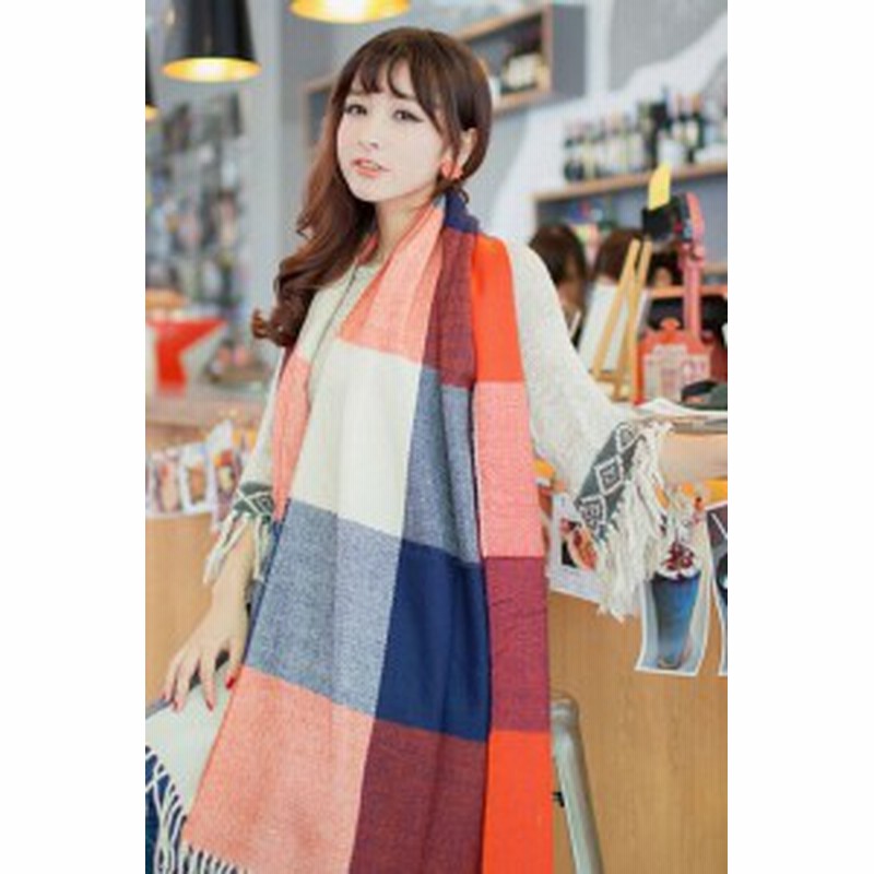 ストール 大判ストール ポンチョ マフラー 大判 タータンチェック チェック フリンジ 肩かけ 膝かけ ブランケット 防寒 無地 秋冬 厚手 通販 Lineポイント最大1 0 Get Lineショッピング