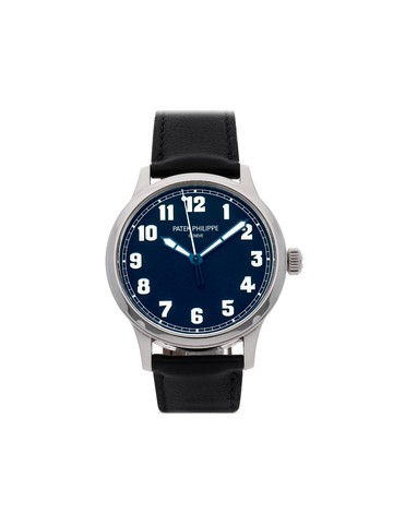 Patek Philippe - 2017 pre-owned Calatrava LE New York 42mm - men - Leather/stainless steel - One Size - Blue