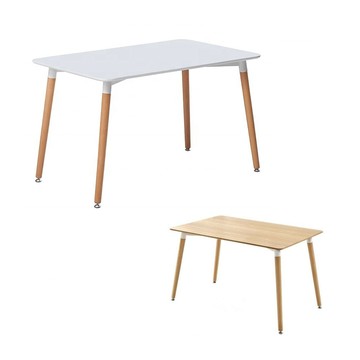 頂堅 北歐風格餐桌(大桌面)書桌/電腦桌/辦公桌/會議桌(實木桌腳)-120x80-二色可選白色