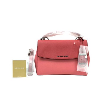 michael kors粉色皮革翻蓋肩揹包