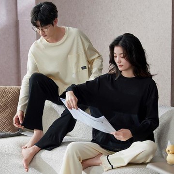 情侶睡衣女春秋款純棉長袖套裝可愛大碼男秋冬季2025年新款家居服