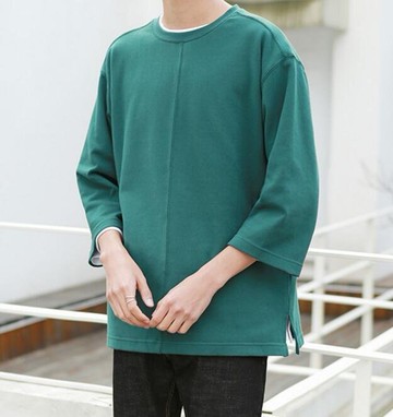 FINDSENSE MD 時尚 男 韓國 純棉 寬鬆 純色 下擺開叉 大碼 休閒 運動短T 特色短T 短袖T恤