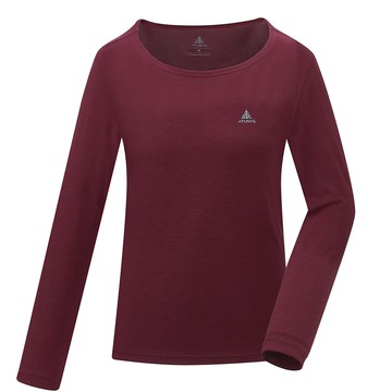 女款石墨烯抑菌蓄熱圓領內著衣(A1UCGZ05W栗棕紅/保暖內著/石墨烯內著/登山健行/日常保暖)