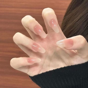 愛依依 美甲 戴甲 甲片新款乳白漸層裸色美甲溫柔純欲氣質高級成品-13076.