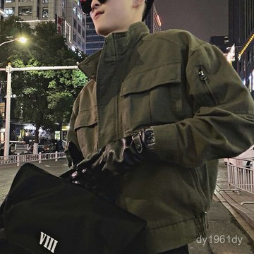 【二十三歲男裝】網紅ins工裝外套男潮牌痞帥軍綠色飛行員夾克韓版潮流春秋季褂子 YOOK
