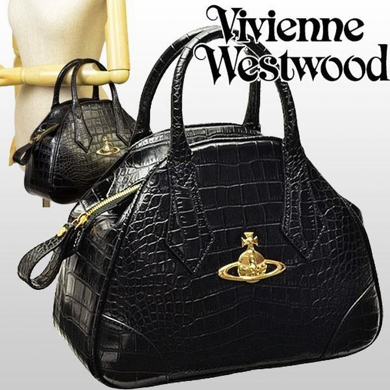 ヴィヴィアン Viviene Westwood ハートバッグ 黒 クロコ - ハンドバッグ