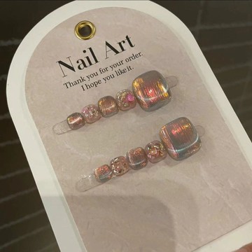 愛依依 腳趾甲 穿戴甲 甲片 新款人魚泡泡珠穿戴美甲貓眼貼片顯白可拆卸-13135.