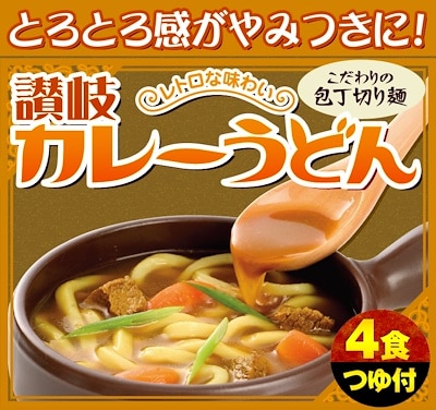 お試しセール本場香川の讃岐カレーうどん麺4食分 カレースープ付きこだわりのもっちりコシ包丁切り麺とろみピリっと辛口!!うまさ止まらない!送料無料