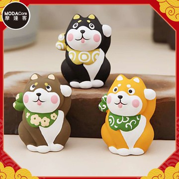 MODACore 摩達客 - 祈願招福-超萌三色柴犬狗迷你陶瓷開運擺飾三入組合