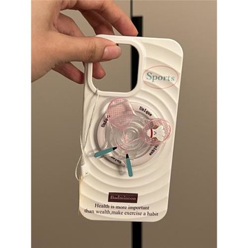 后勤高端&小眾羽毛球磁吸支架新款個性適用于iphone16 pro max手機殼蘋果15/14/13/12硅膠防摔全包創意軟簡約