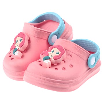 BORUI 柏睿鞋業 兒童款 電燈飾釦洞洞涼鞋 造型防水園丁鞋  小美人魚 粉色  150mm